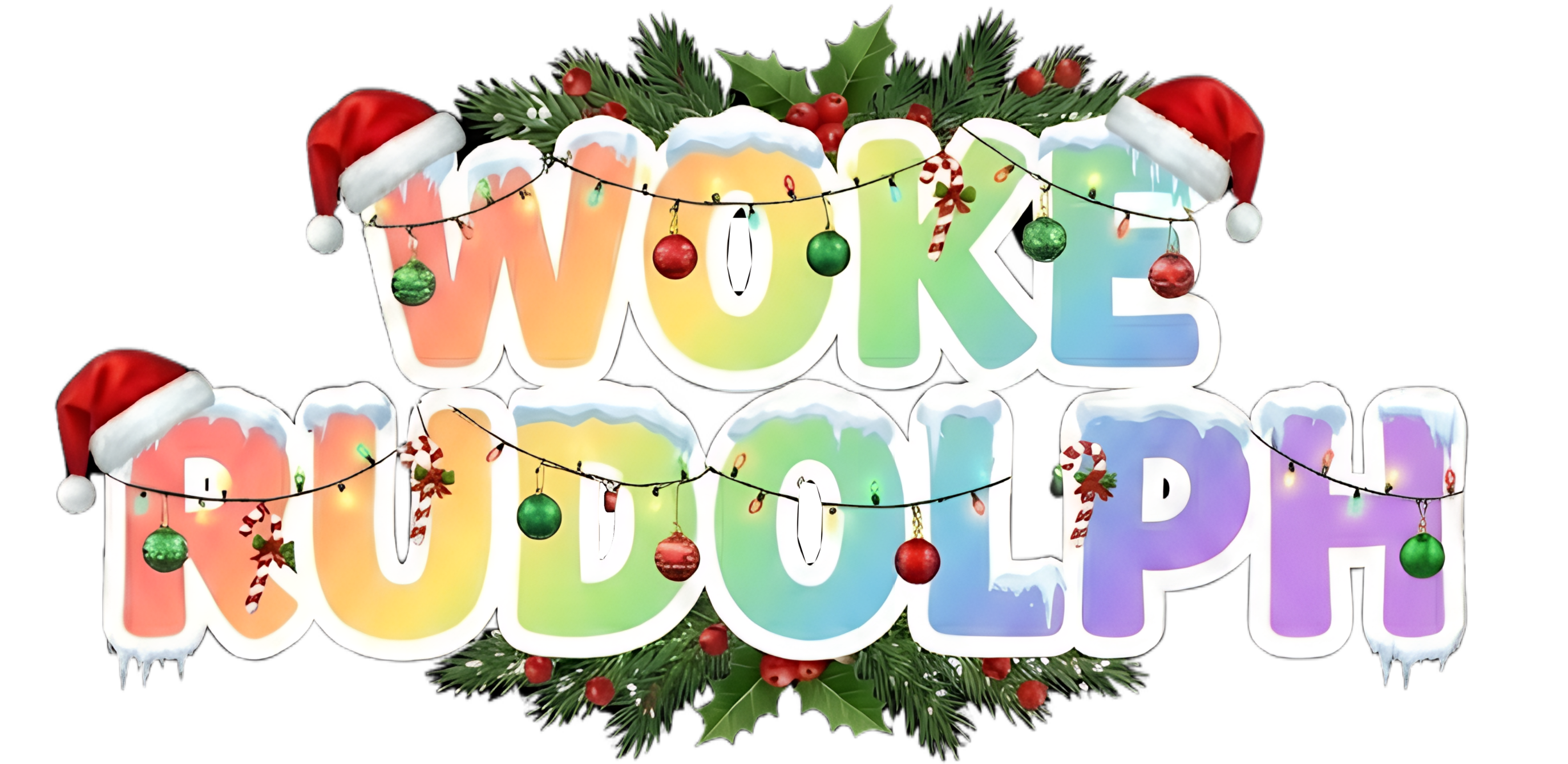 Woke Rudolph with rainbow pride accessories